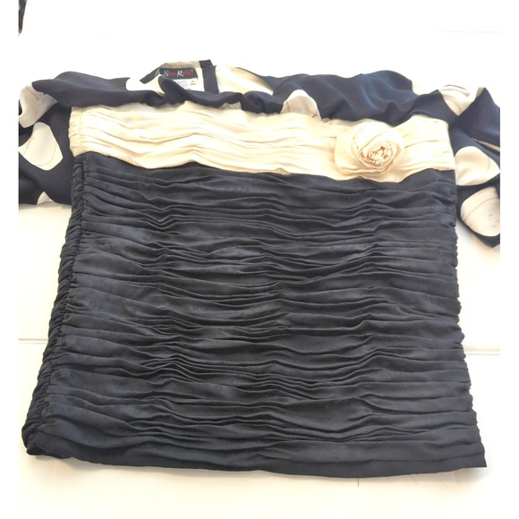 Vintage Saint ROMEI 100% Silk Dress 16 Black White Wing Sleeves Hong Kong Artsy - Picture 12 of 16